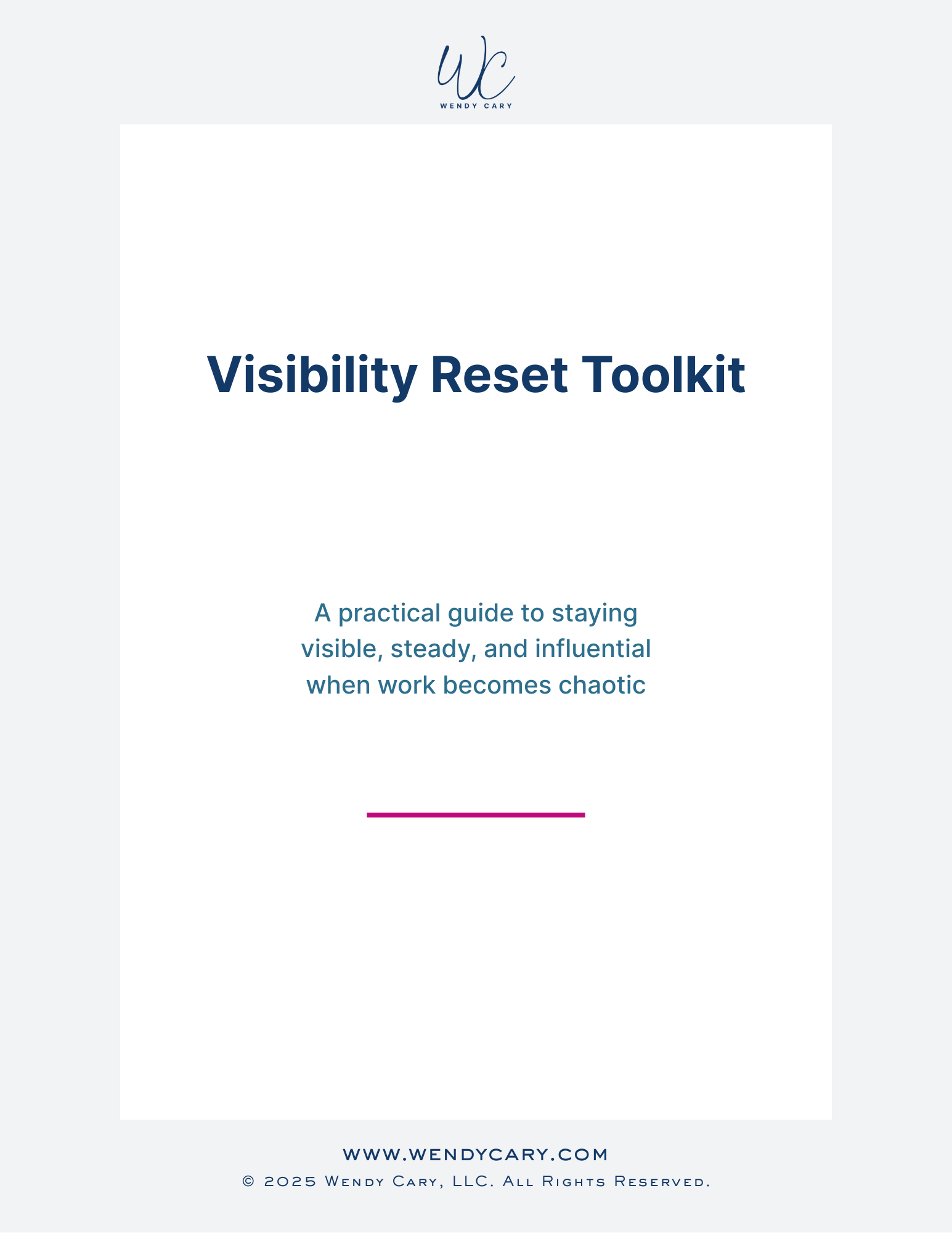 Cover of the Visibility Reset Toolkit for sensitive, high-achieving leaders