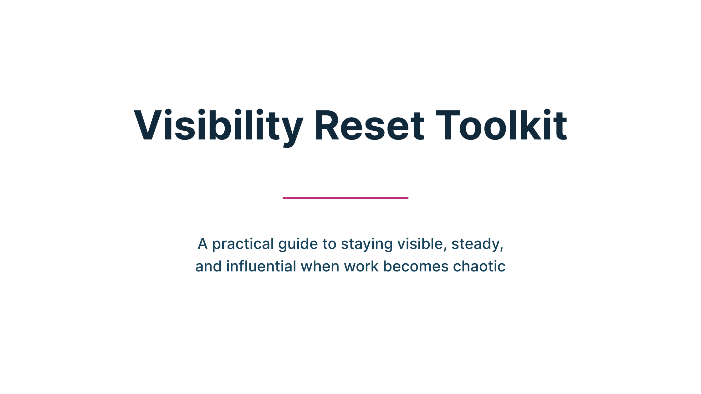 Visibility Reset Toolkit cover
